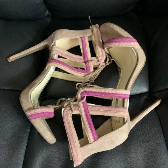 Jessica Simpson Pink Suede Cage Sandals Size 8.5 New - Picture 4 of 8
